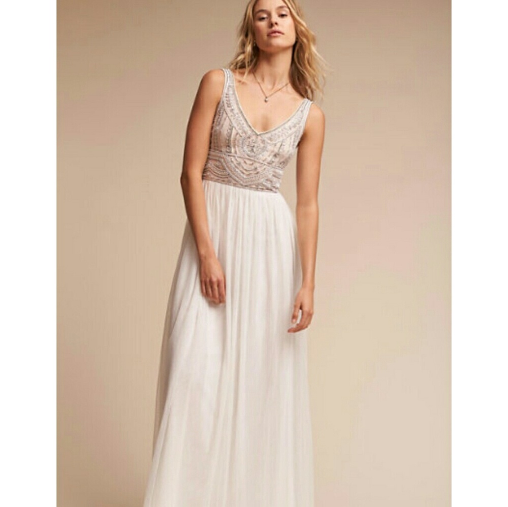 BHLDN Ivory Sterling Dress (sz 4)